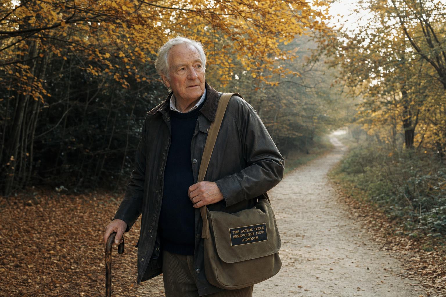 An Almoner on the footpath between Fetcham and Ashtead, autumn light.