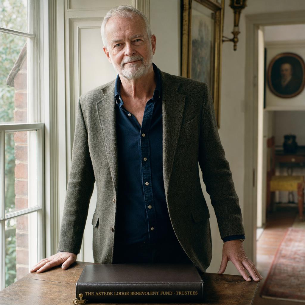 A portrait of James Desmond O'Hara, a man in his late sixties in a tweed jacket, photographed by a hall window with soft afternoon light.